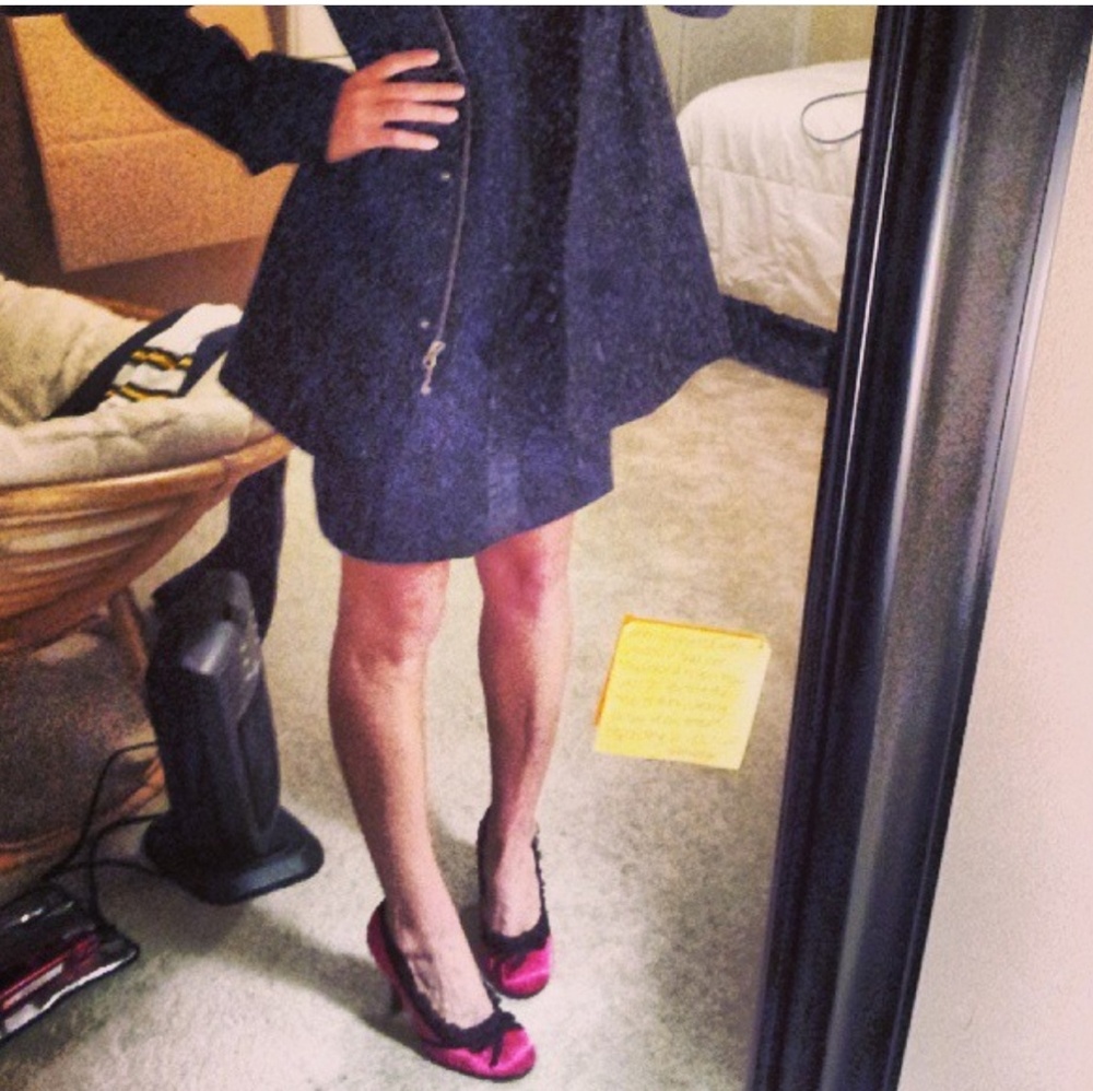 Pink with black lace heels, sz 8